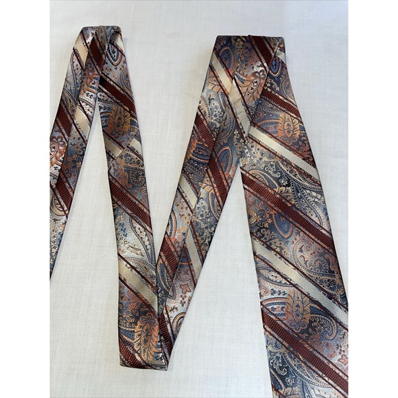 Stacy Adams Dress Tie Men’s Size 57” Brown Paisley 100% Microfiber Designer - Picture 5 of 12
